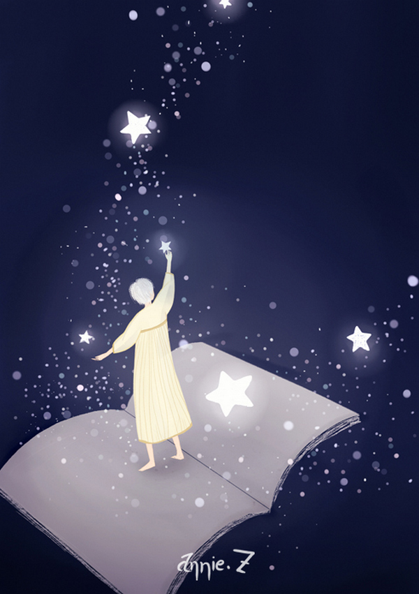 夜听 画师猫啊猫原创插画