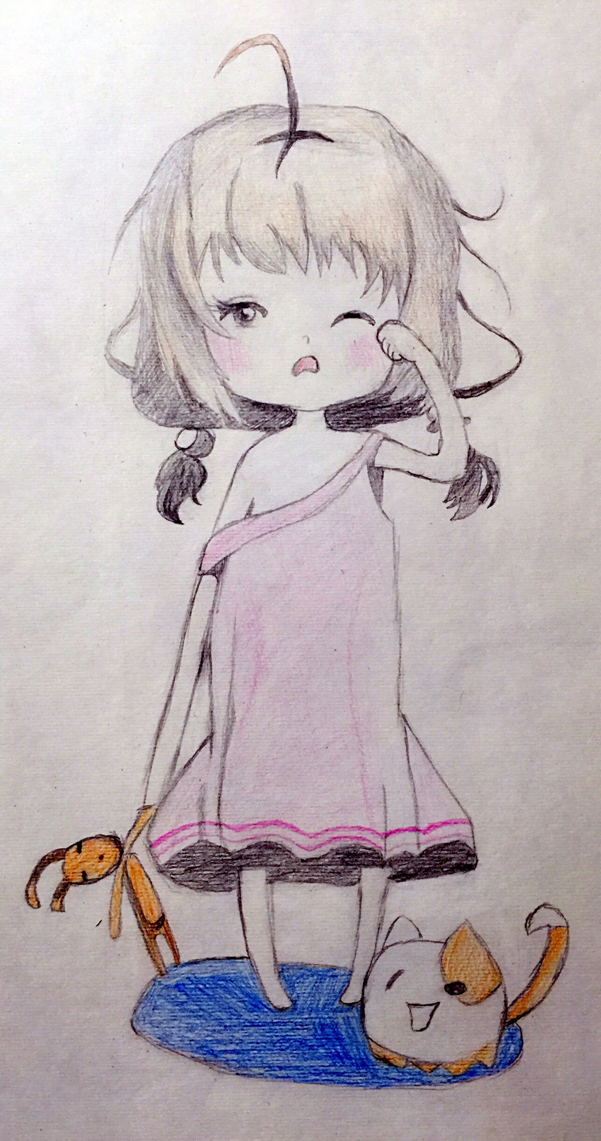 卡通素描 ——刚睡醒的小女孩