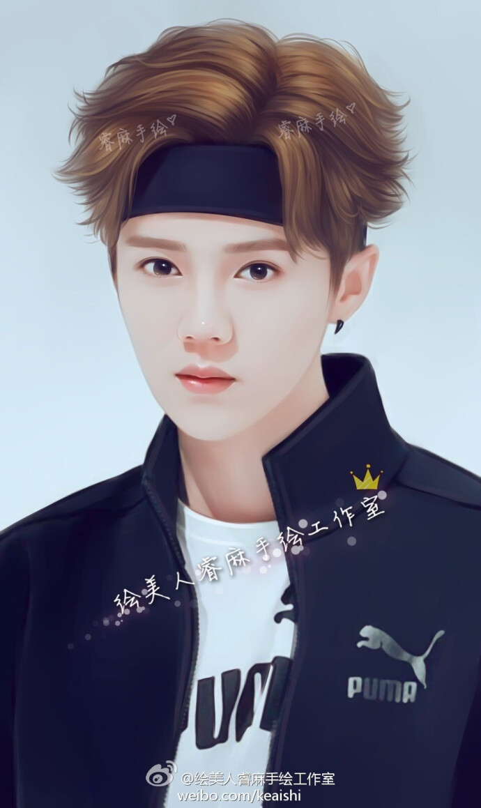 微博名字:绘美人睿麻手绘工作室 鹿晗手绘图 微博更新的多 可以关注我