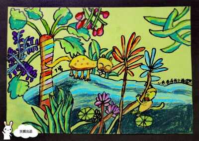 热带雨林简笔画彩色图片
