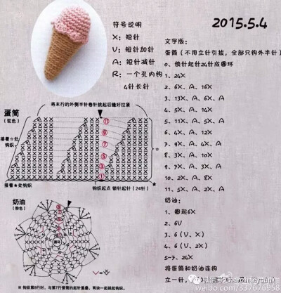 钩针冰淇淋挂件