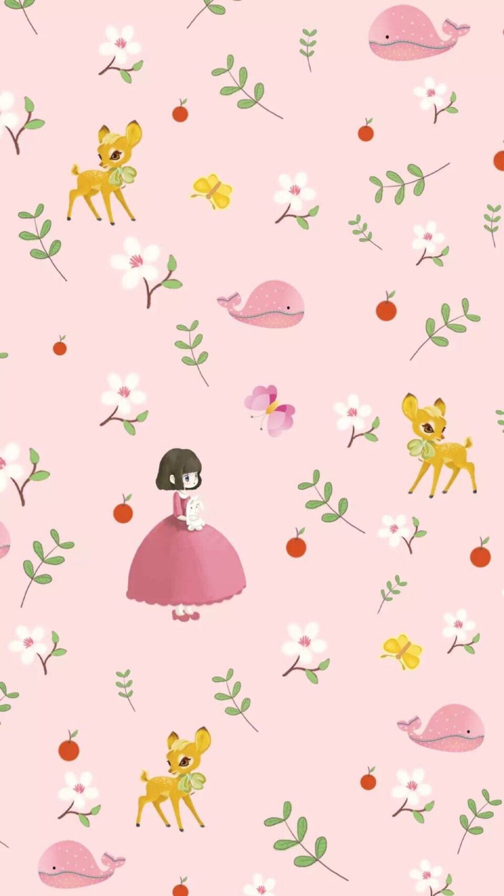 简单 插画 萌物 可爱 田园 碎花 清新 软萌 平铺壁纸"