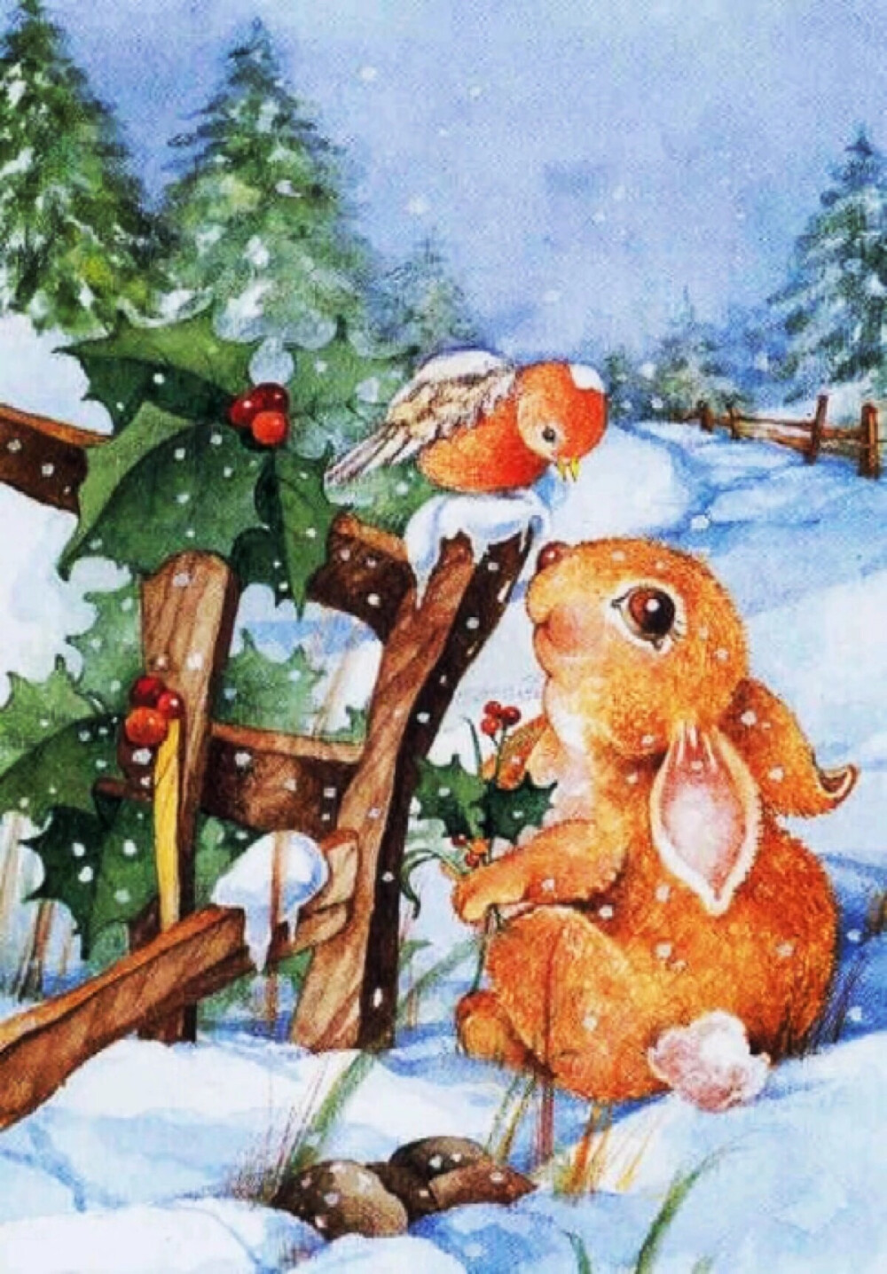可爱油画兔兔壁纸图片