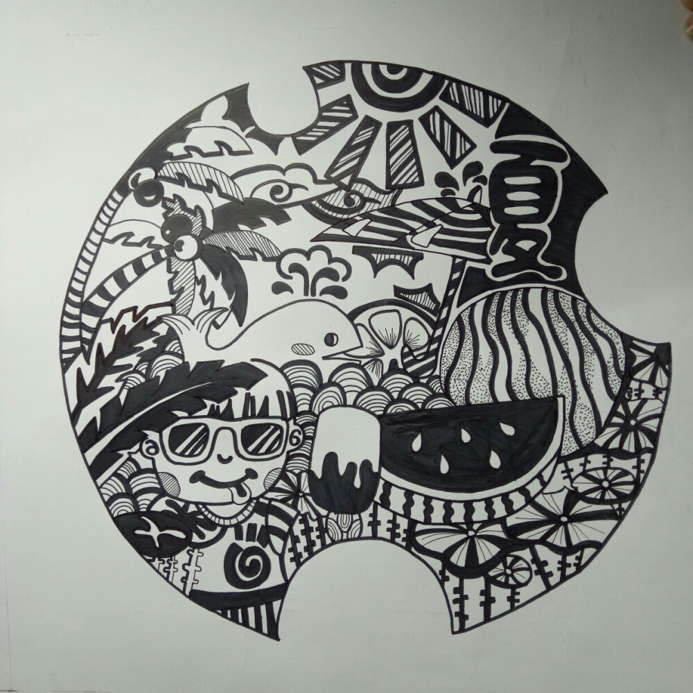 黑白装饰画 儿童画 线描画