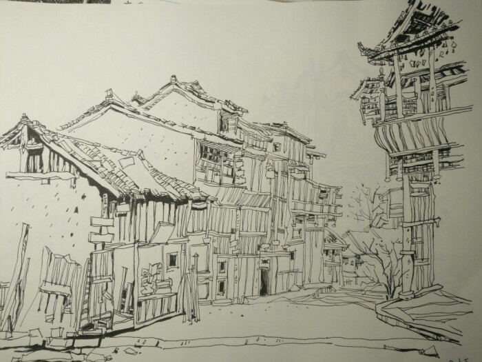 风景速写临摹