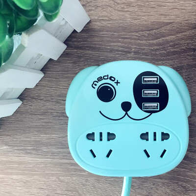 麦逗小狗智能插座创意卡通插排usb插板可爱插线板手机充电器带线