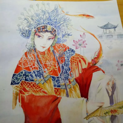 中国风戏子水彩教程图片