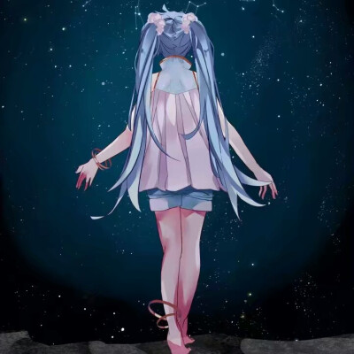 初音未来星空公主背影图片