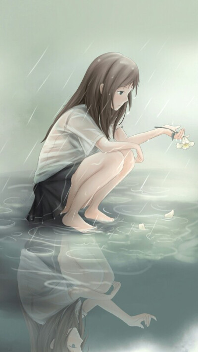 下雨天女孩哭泣的图片图片