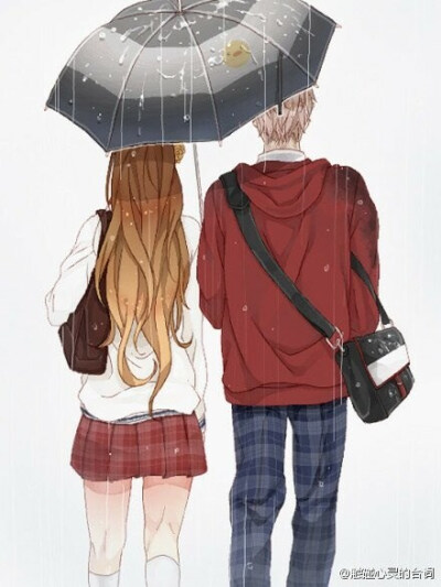 情侣雨天打伞唯美图片图片