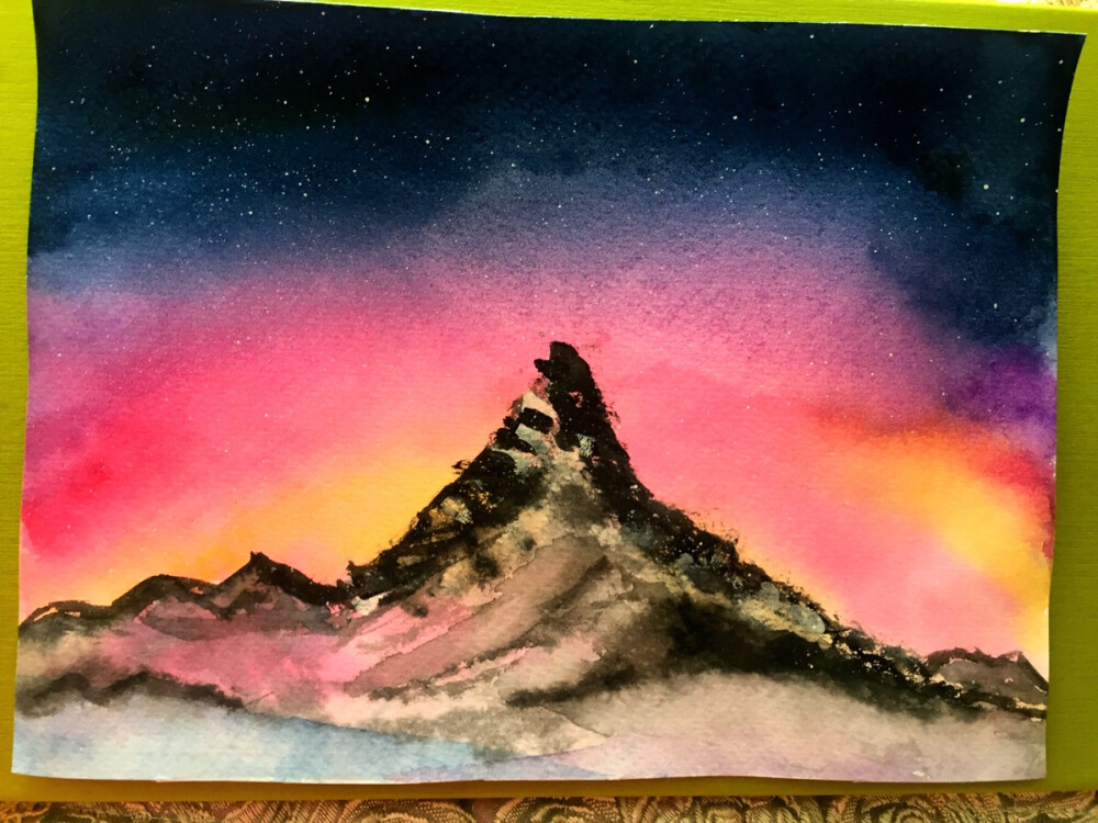 星空下的雪山