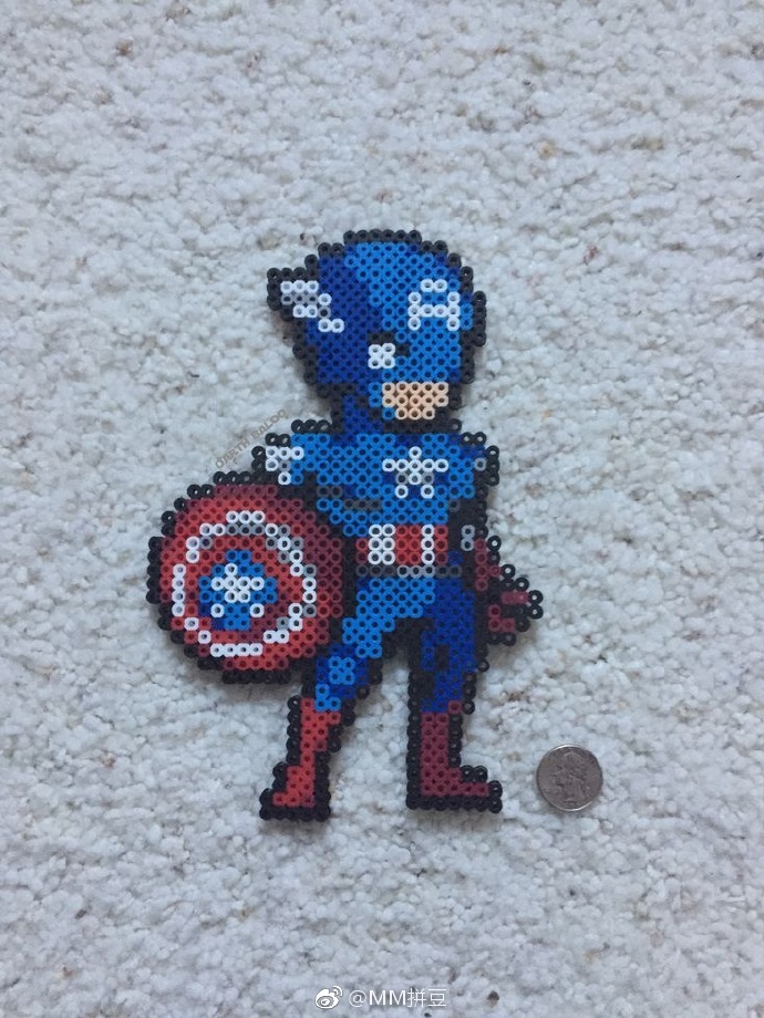 我爱拼豆# 你们要的美国队长~~~我发现这种漫画英雄我还是喜欢大图