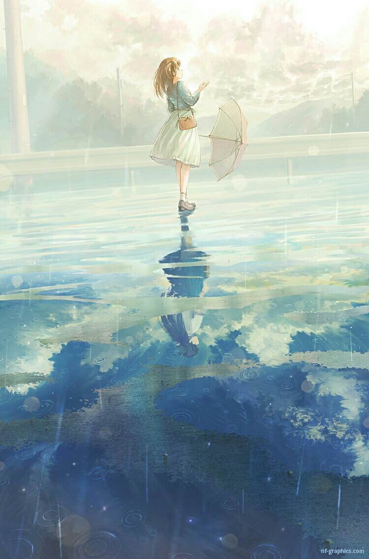 壁纸二次元唯美雨