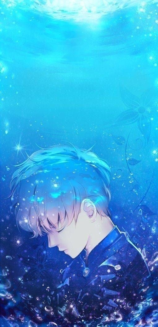 动漫伤感男头意境深蓝海底