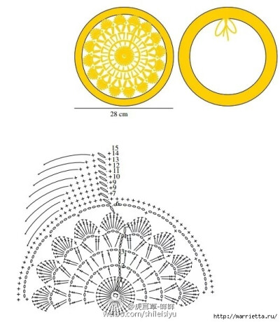 静静绽放 #钩针图解 花朵 圆凳椅套