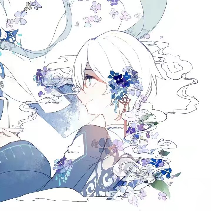 动漫闺蜜头像 百合头 唯美 浅蓝 四人帮
