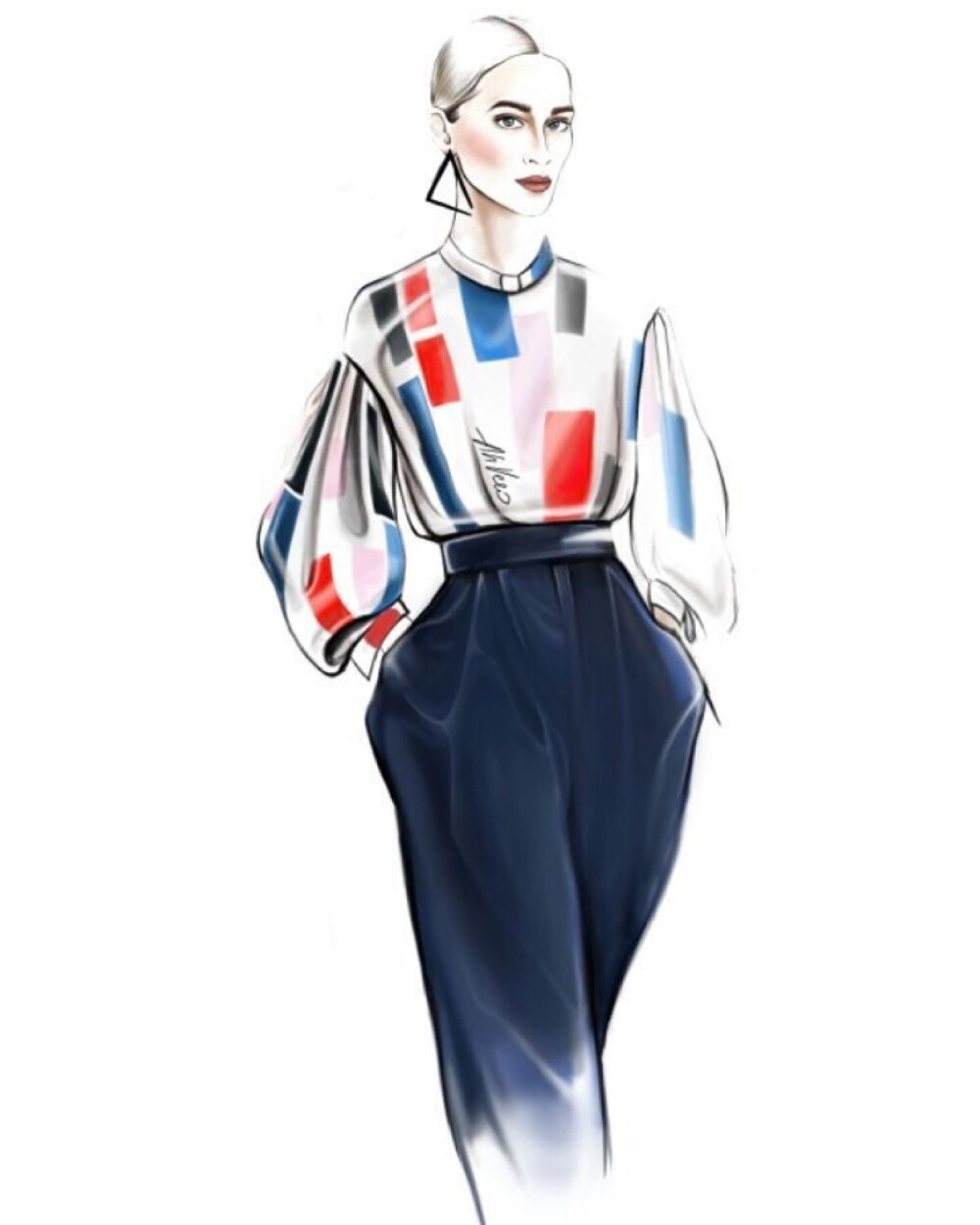 时尚插画 搭配 手绘 时装画 绘画