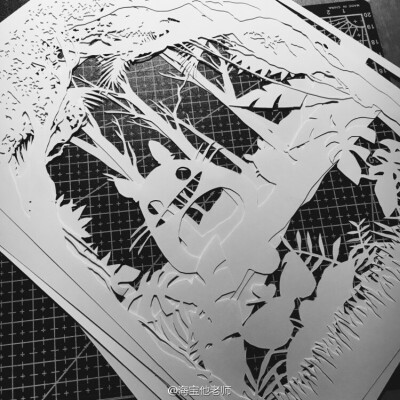 龙猫纸雕分层图图片
