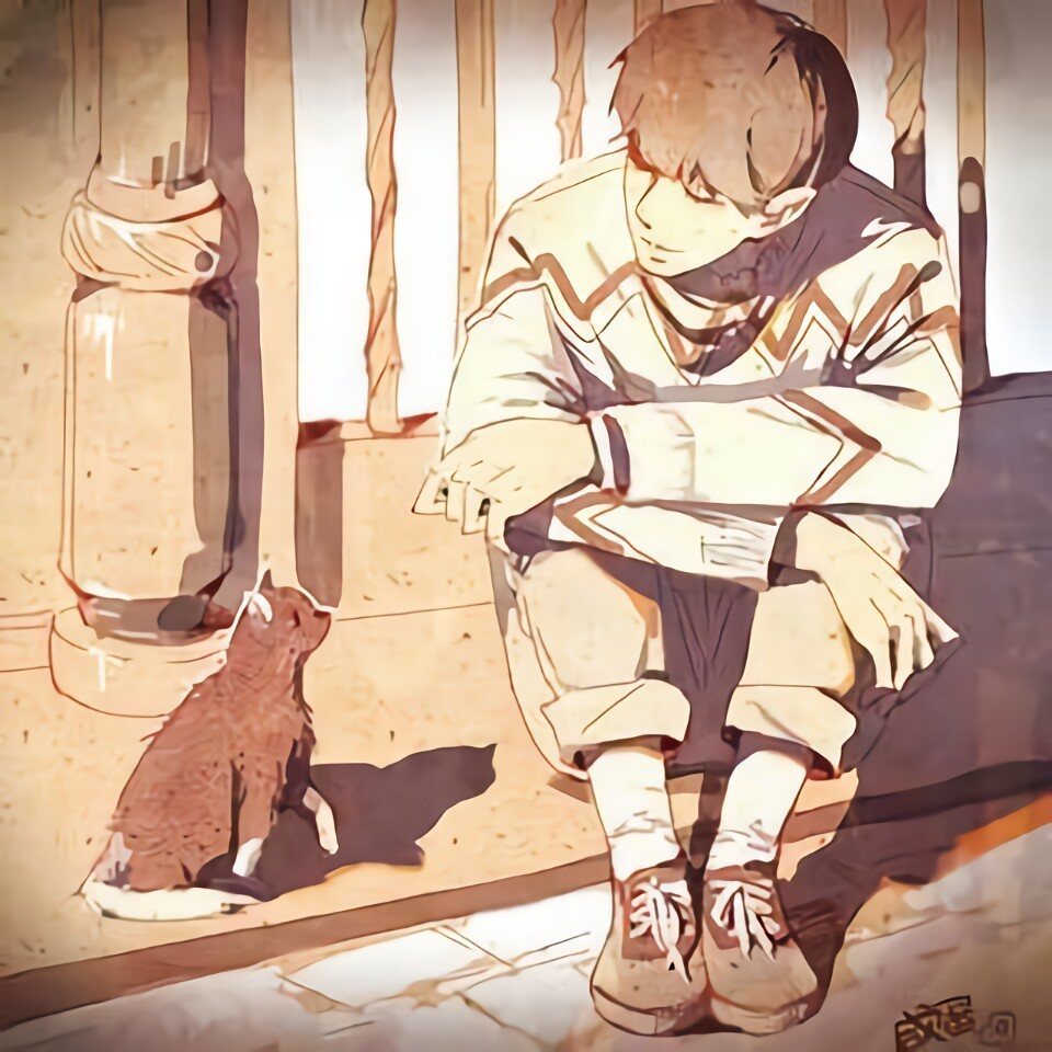 创意头像 街头 少年和猫