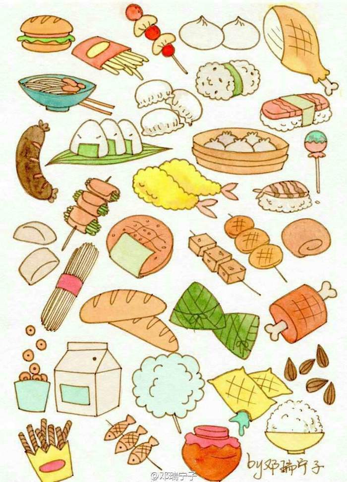 食物怎么画各种各样图片
