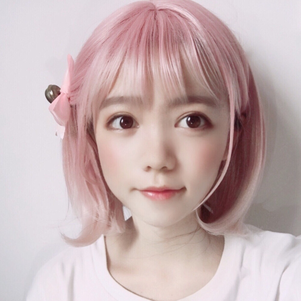 染发短发可爱渐变粉色系韩系软妹发型