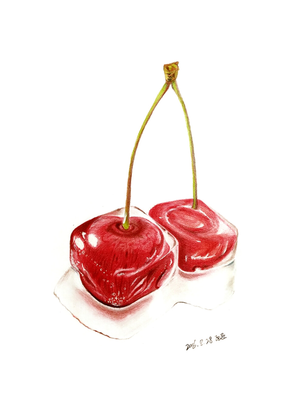 彩铅手绘――樱桃