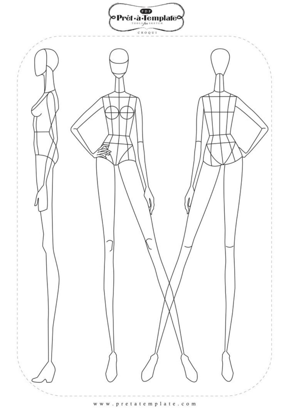 时装绘画 人体线稿 服装设计素材