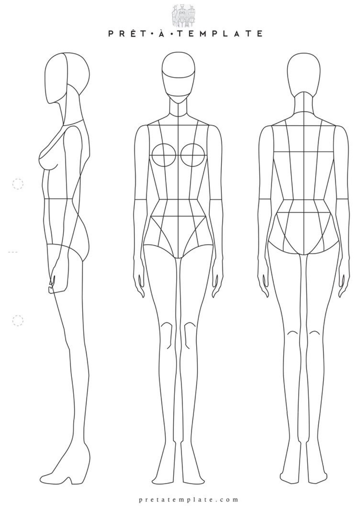 时装绘画 人体线稿 服装设计素材