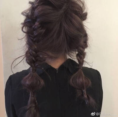 编发 马尾 染发