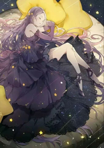 动漫 黑衣 女生 星星