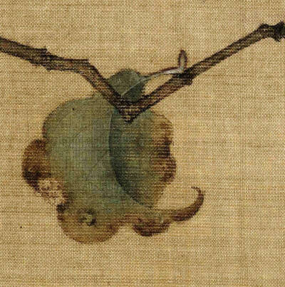 宋画撷珍《果熟来禽图》页,南宋,林椿作,故宫博物院藏图中木叶的