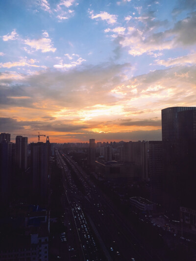 日落照片 黄昏城市图片