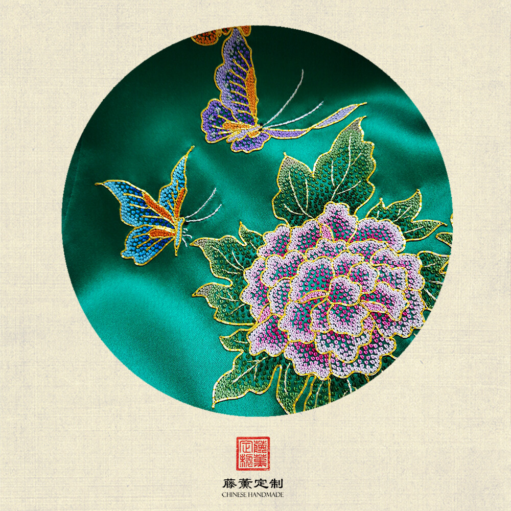中国传统手工刺绣蝴蝶