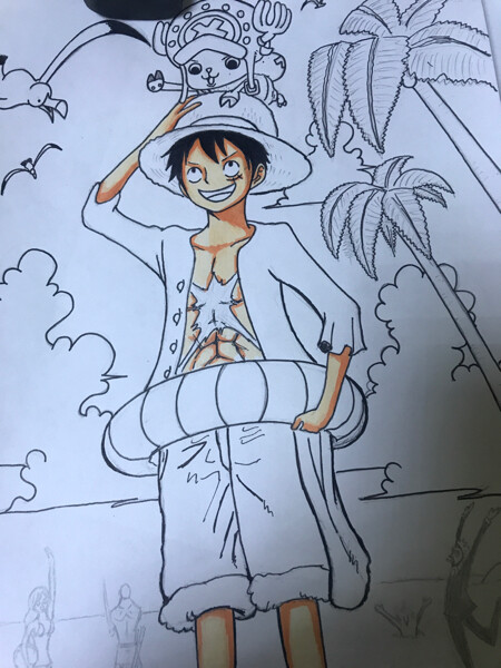 海贼王,路飞彩绘