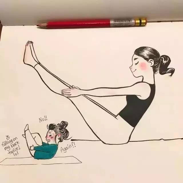 画师:adriana rodríguez león ,地区:墨西哥 瑜伽 减肥 插画 唯美