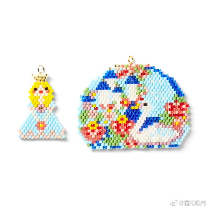 古董珠串珠织片 砖墙织法.可爱童话风.