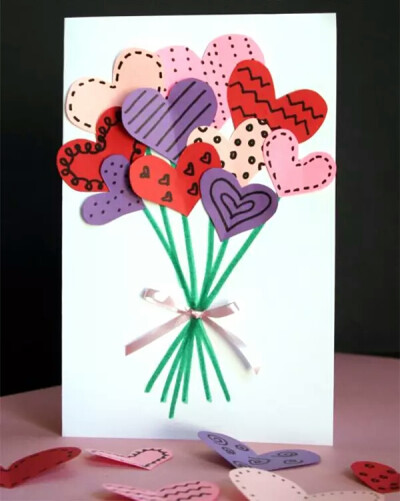 幼儿心形卡片简单装饰图片