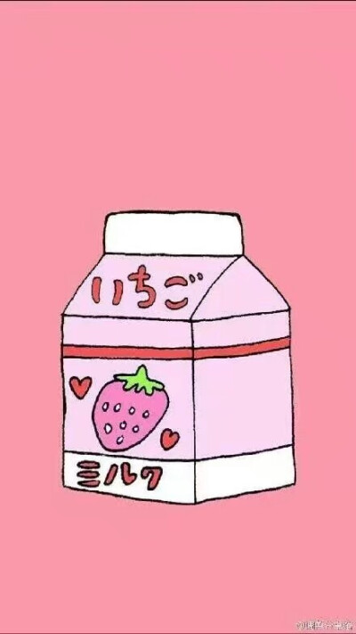 日系壁纸草莓牛奶