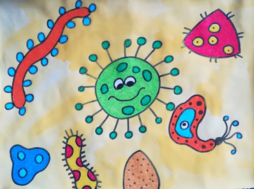 细菌儿童画简单图片