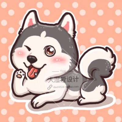 q版全身卡通宠物狗狗手绘头像定制 淘宝/微博:大湿爱设计