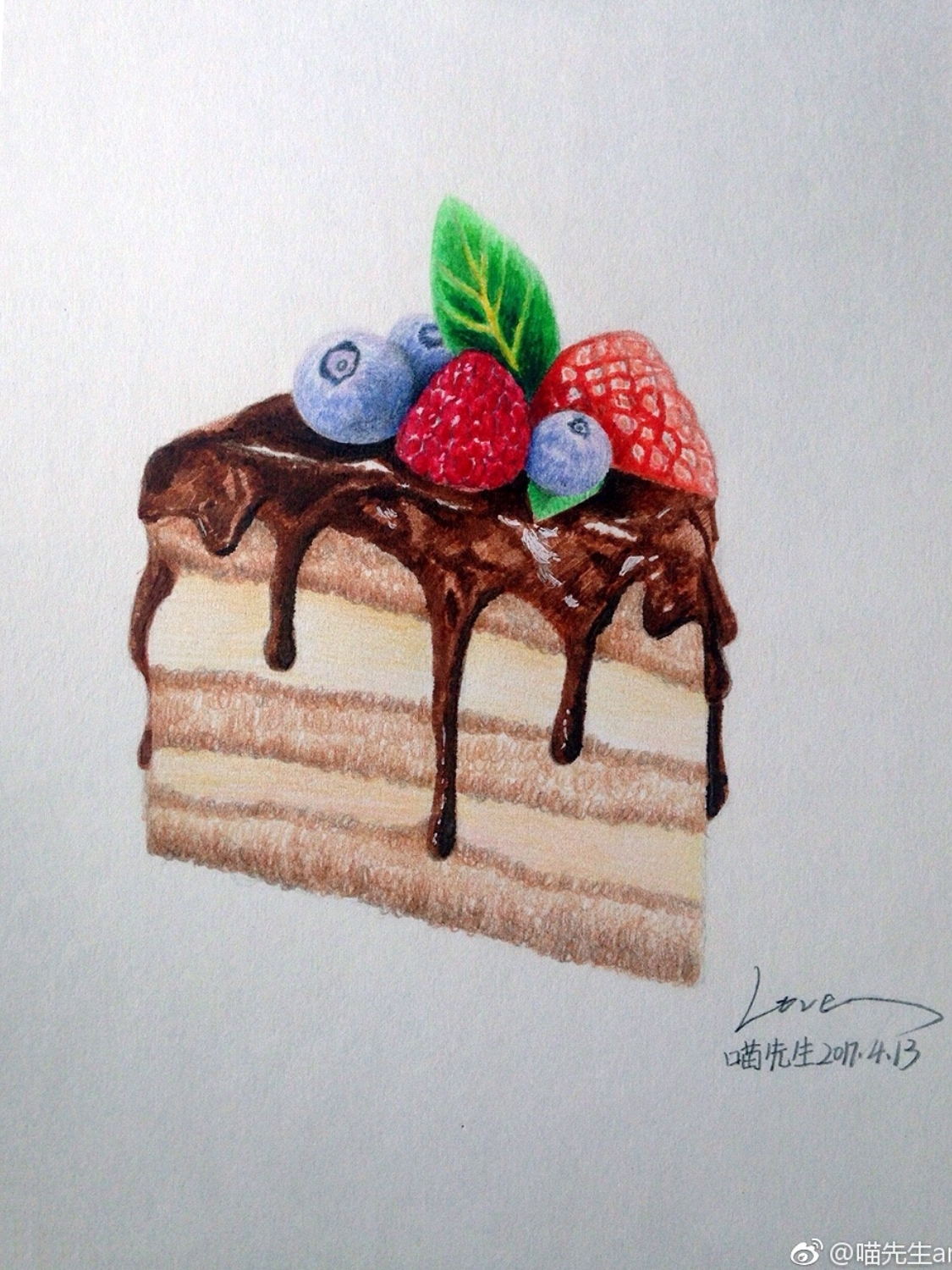 彩铅手绘(蛋糕)