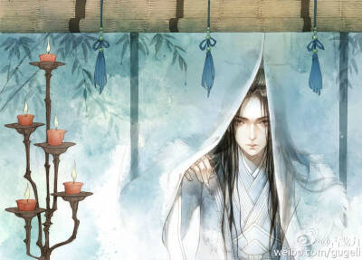 手绘古风白衣男子画师:古戈力
