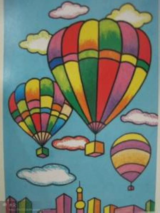 儿童画素材74热气球