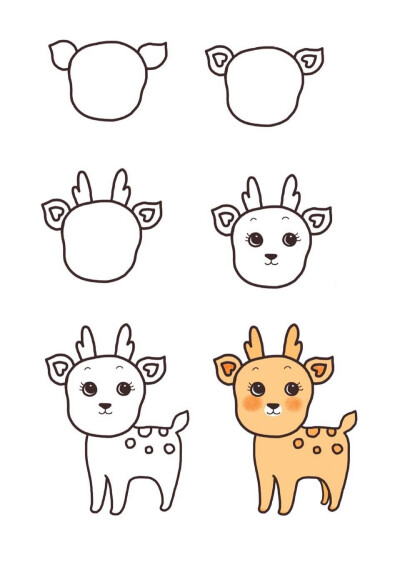 鹿的简笔画法步骤图片