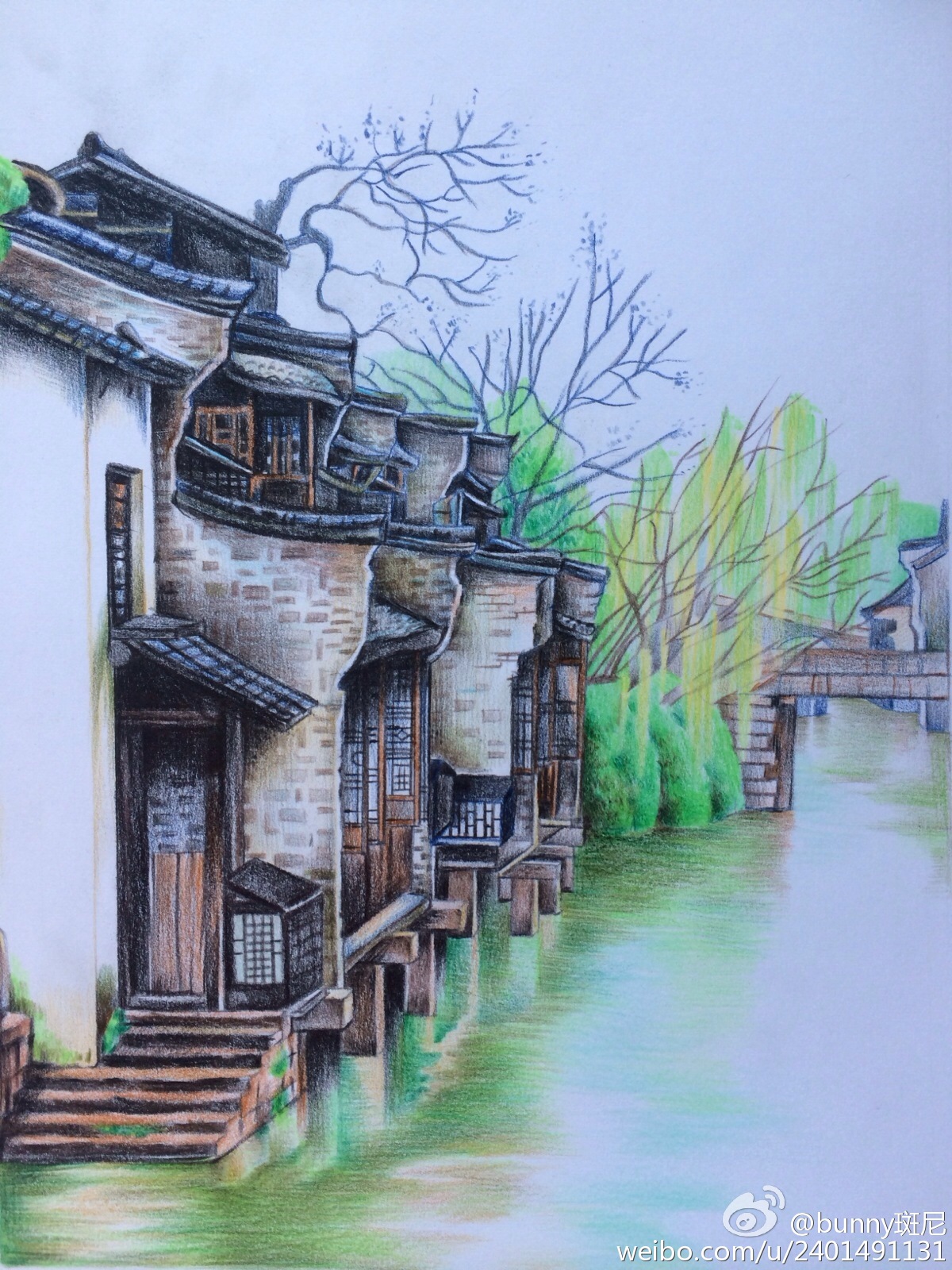 彩铅手绘风景插画