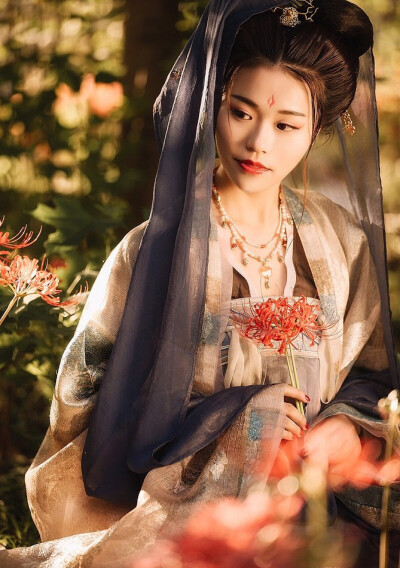 彩铅画彼岸花开