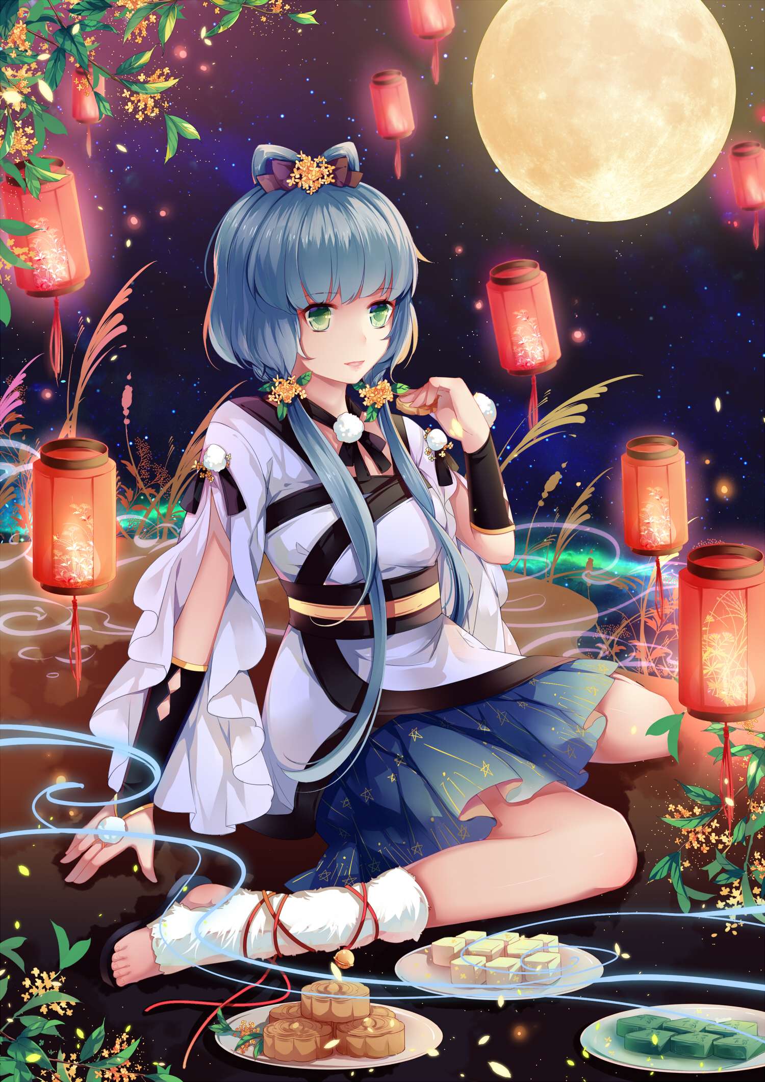 洛天依 虚拟歌姬 中秋节 黑夜明灯满月