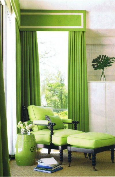 青绿色窗帘搭配效果图图片