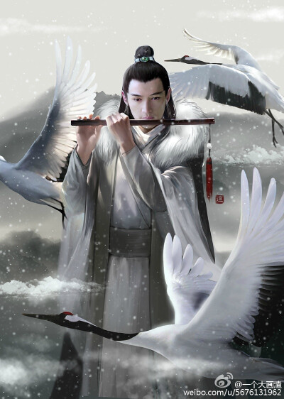 手绘古风持乐器男子琅琊榜·梅长苏画师:一个大画渣