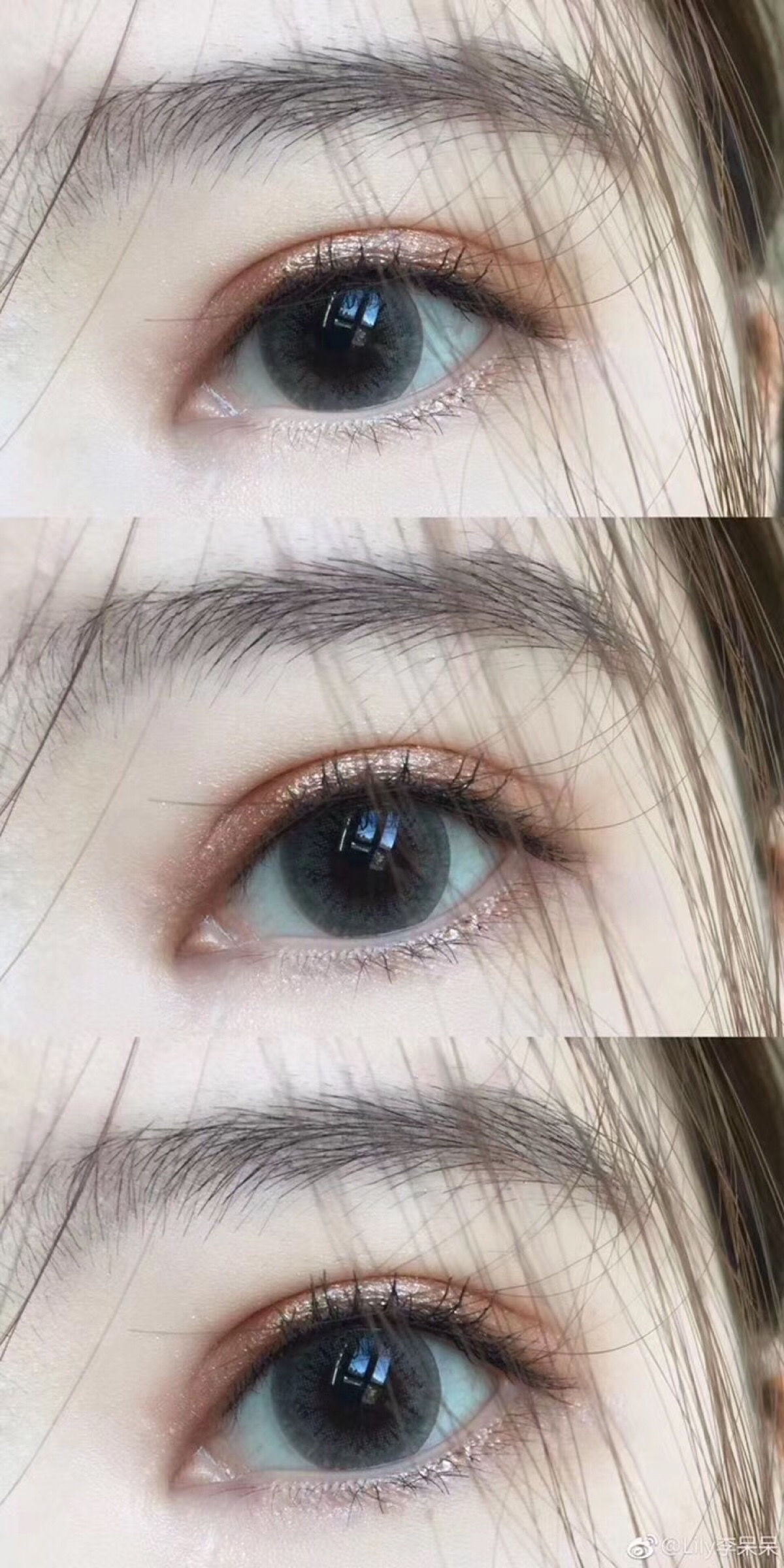 灰绿色美瞳 日常 淡妆